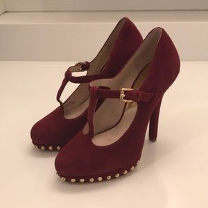 Michael Kors Ailee T Strap Burgundy High Heels